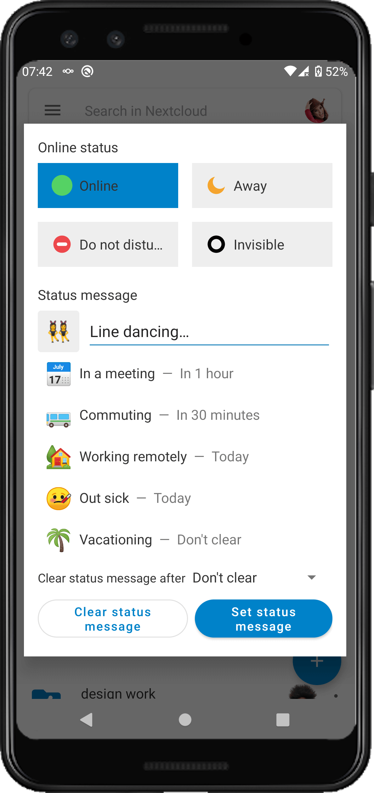 Nextcloud for Android 3.14 brings Status setting support, push ...