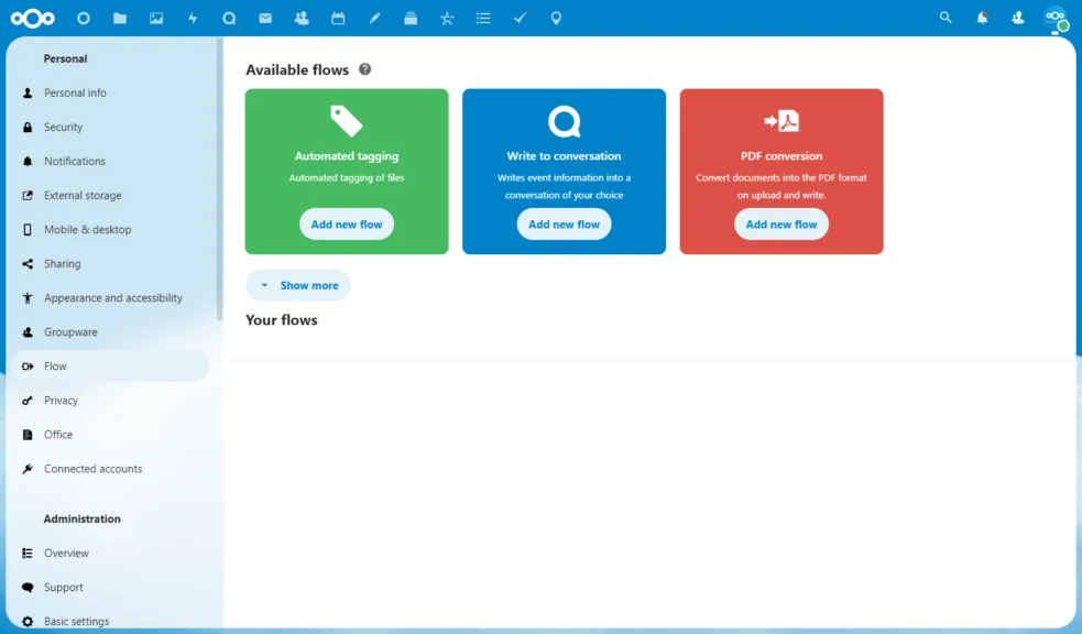 Nextcloud workflow management