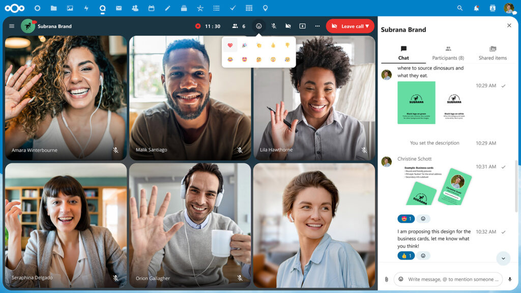 Nextcloud Talk call reactions in video conferencing