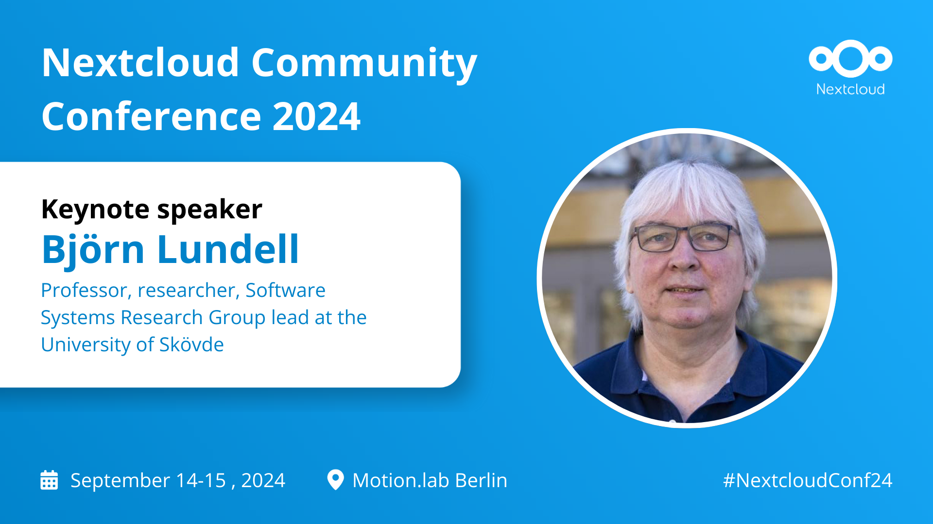 Speaking at Nextcloud Community Conference 2024 Björn Lundell