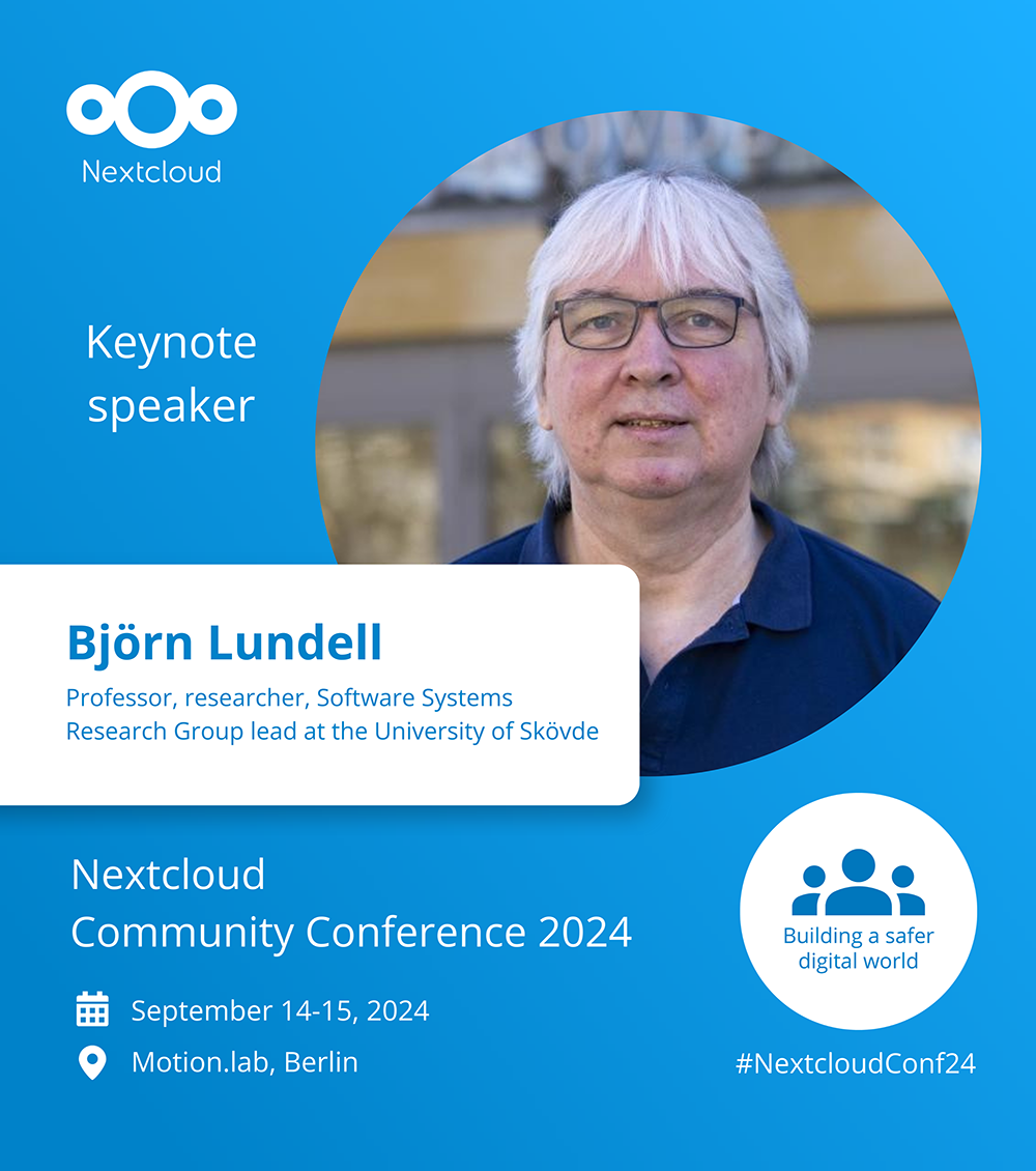 Nextcloud Community Conference 2024 speaker Björn Lundell promo