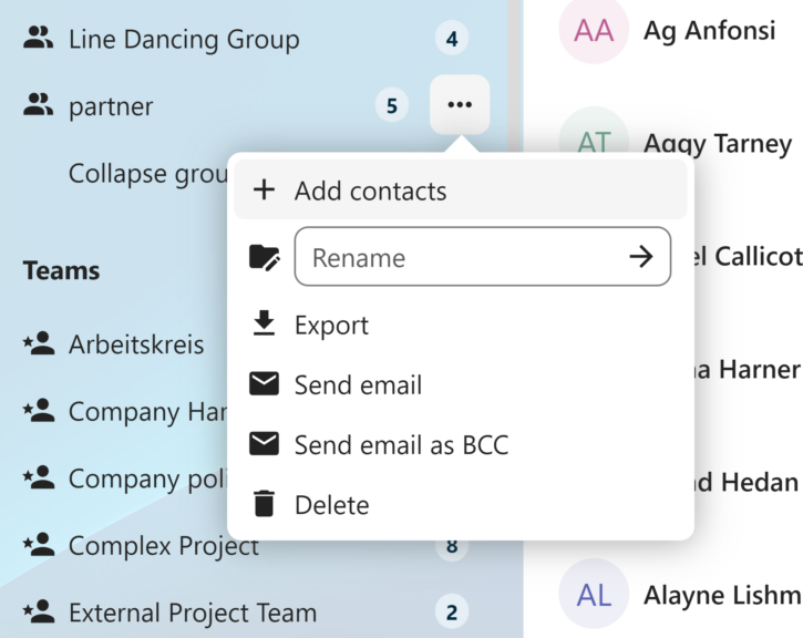 Nextcloud Hub 9 Contacts - Suppression de groupes, renommage