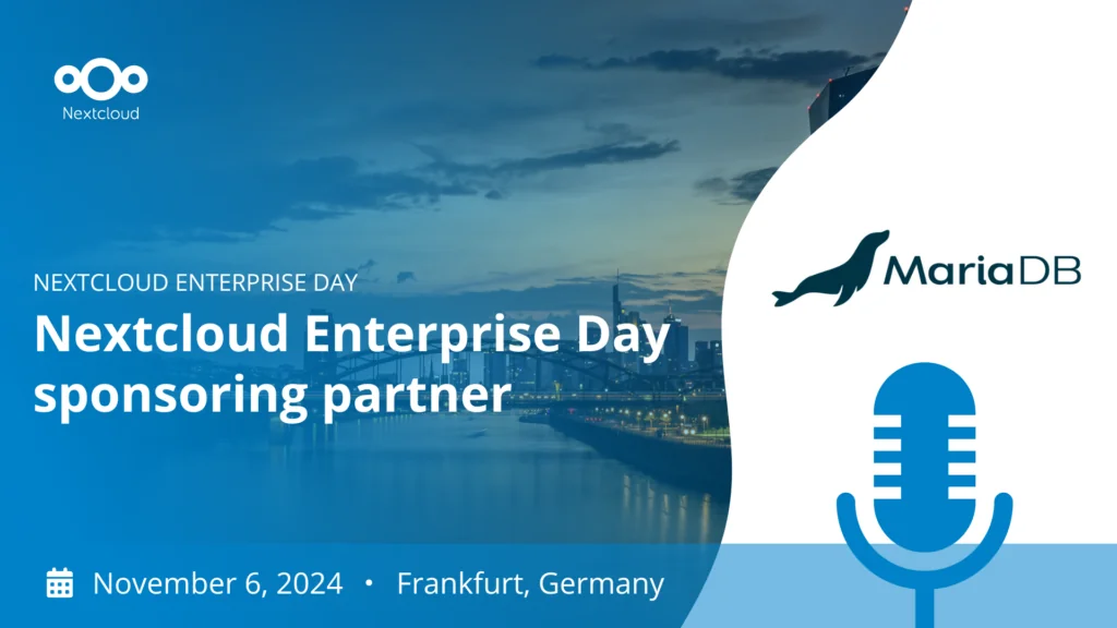 MariaDB becomes a sponsor of Nextcloud Enterprise Day 2024 in Frankfurt