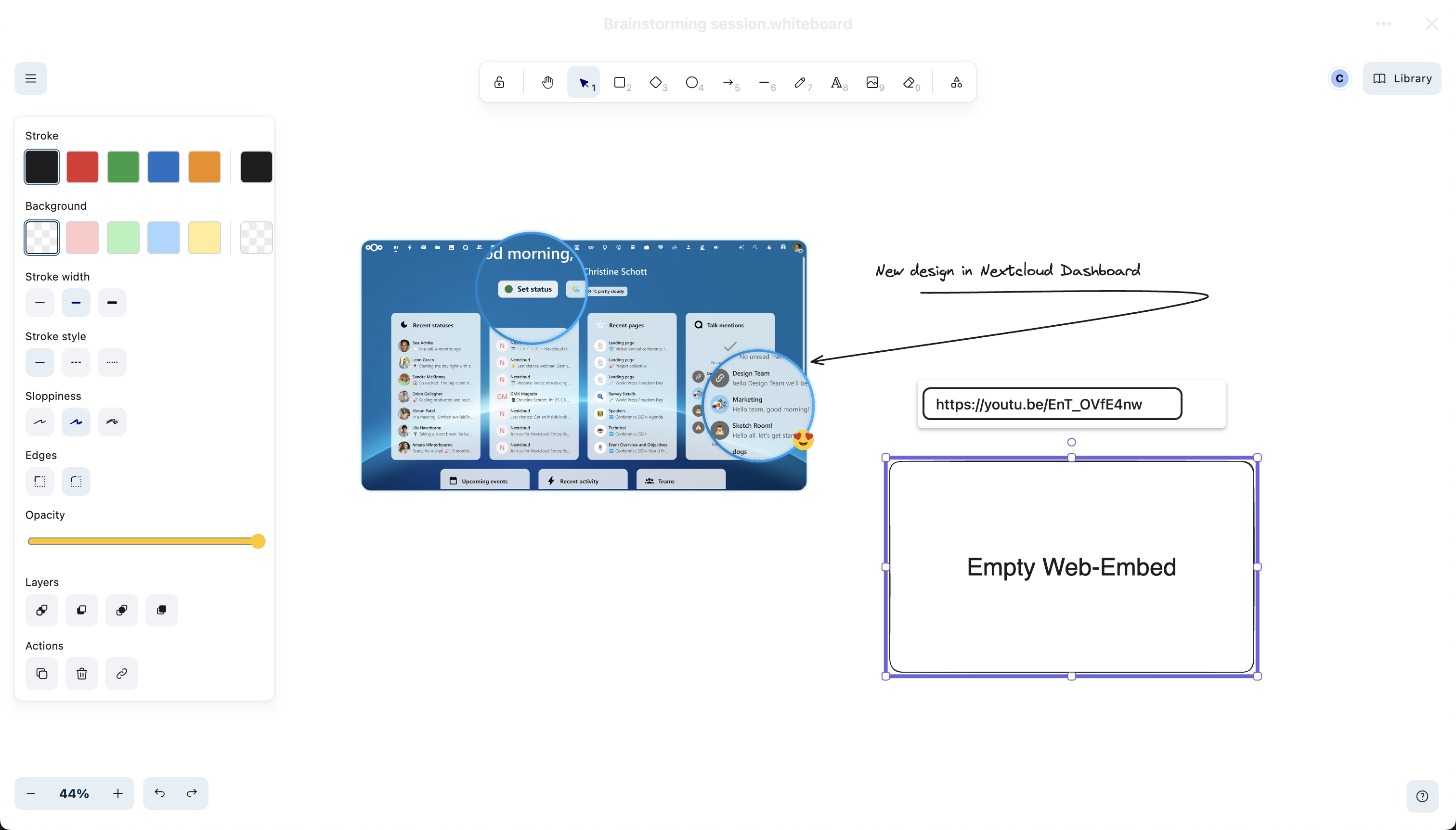 Nextcloud Whiteboard - embedding