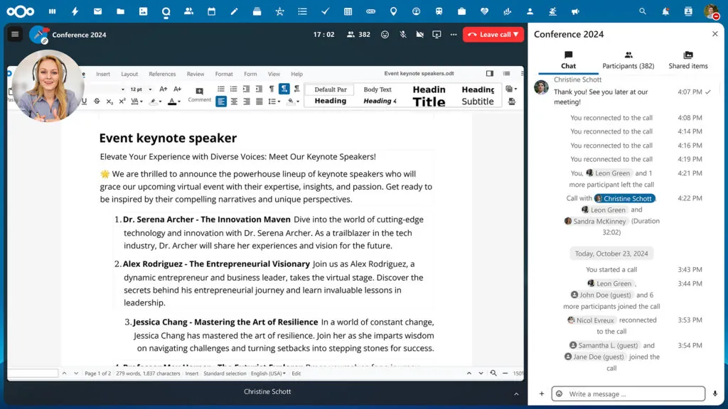 Nextcloud Talk call presenting