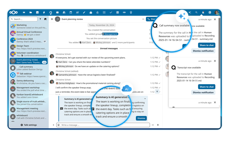 Nextcloud Talk Assistant improvements