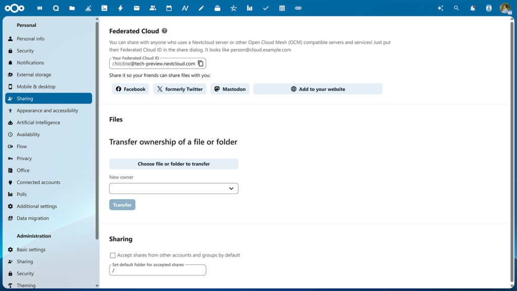 Sharing in Nextcloud Hub 10