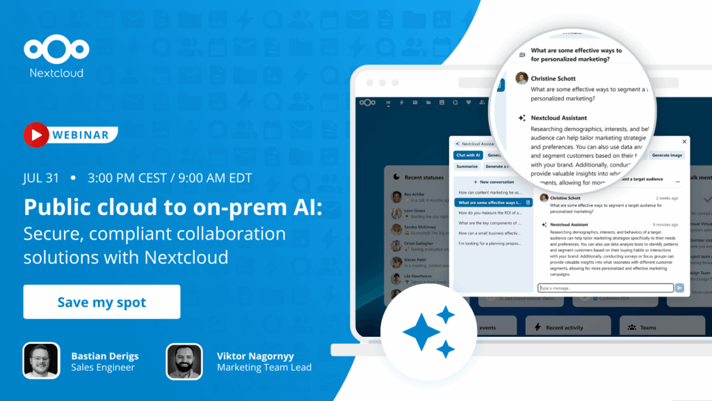 Public cloud to on prem-AI: Secure, compliant collaboration solutions with Nextcloud