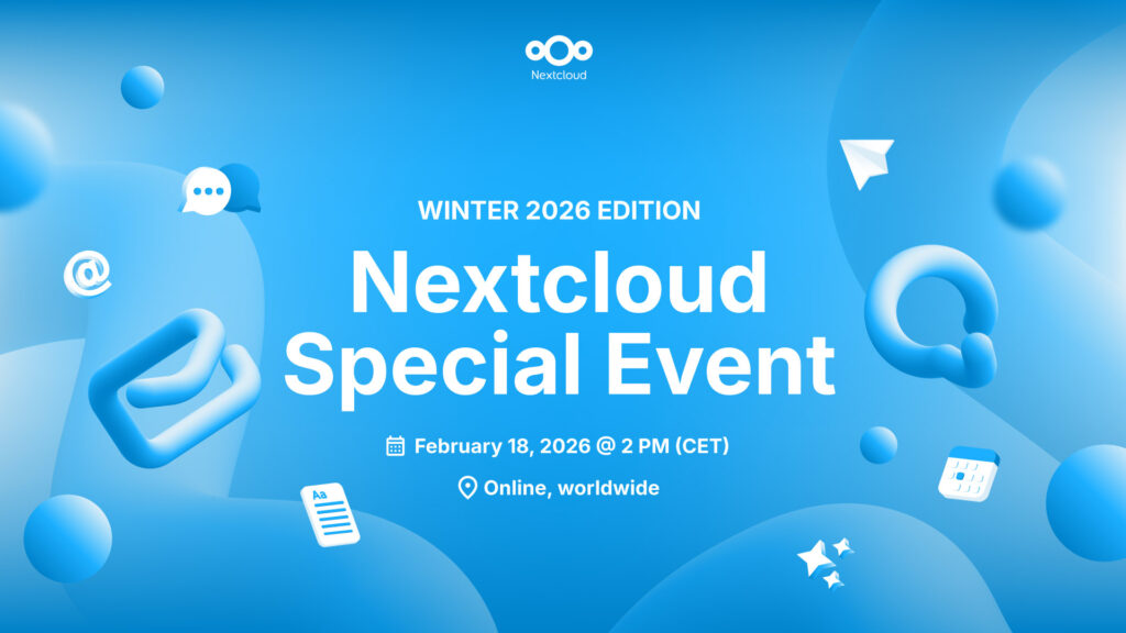 Featured image for the Nextcloud Special Event including the Nextcloud Hub 26 Winter release