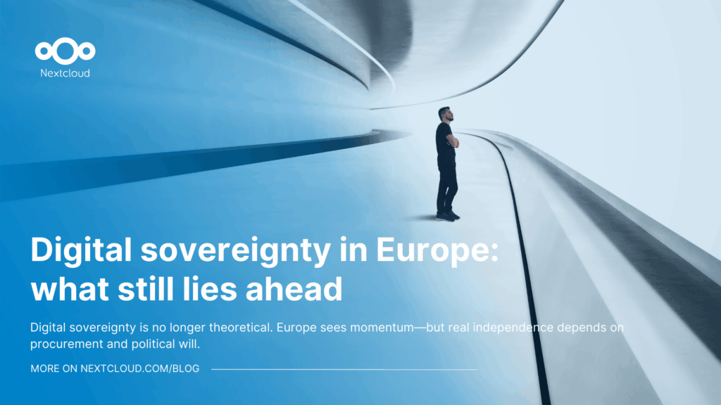 Man looking into the distance. Featured image for Nextcloud blog post "Digital sovereignty in Europe: what still lies ahead"