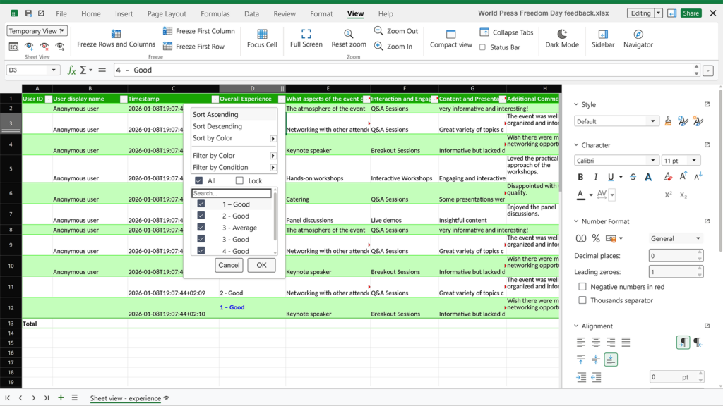 Nextcloud Hub 26 Winter Sheet Views