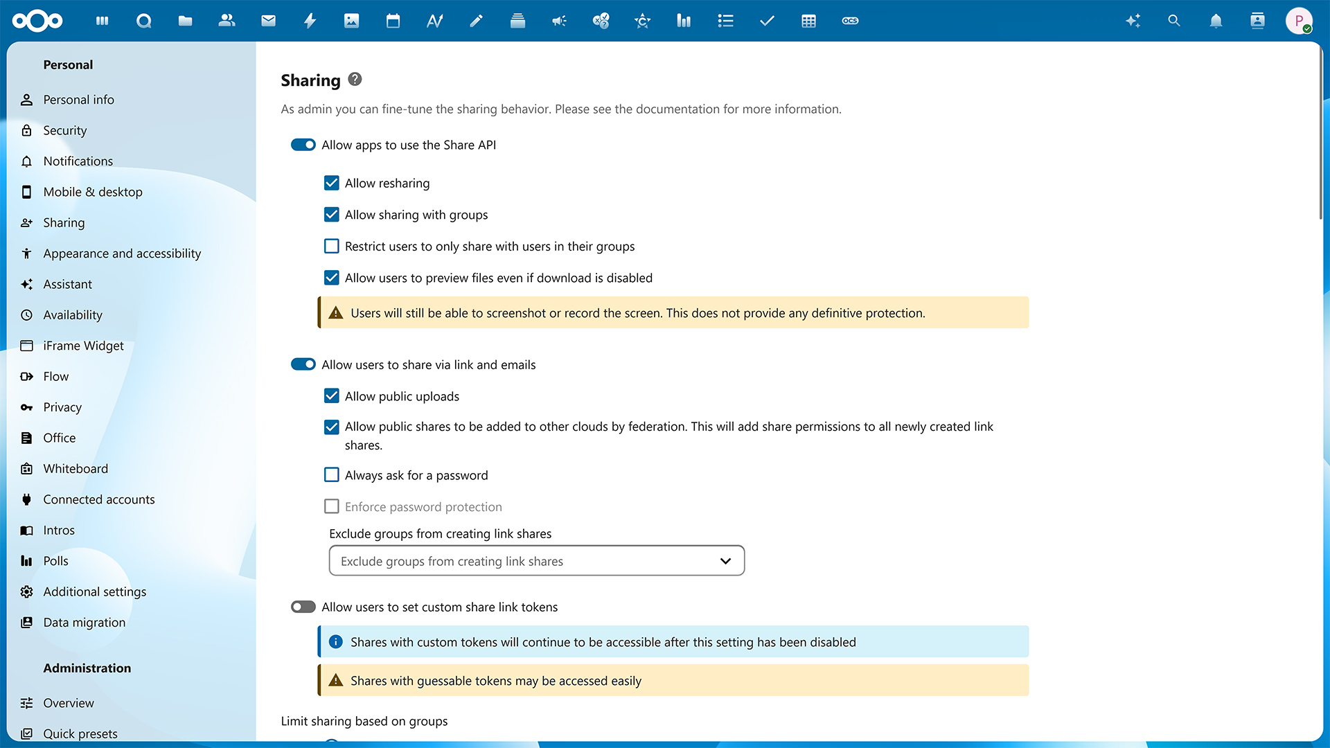 Nextcloud-Sharing-settings