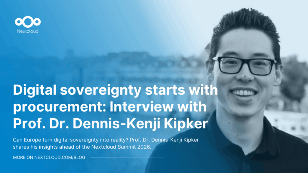 Blog featured image Digital sovereignty starts with procurement: Interview with Prof. Dr. Dennis-Kenji Kipker for the Nextcloud Summit 2026