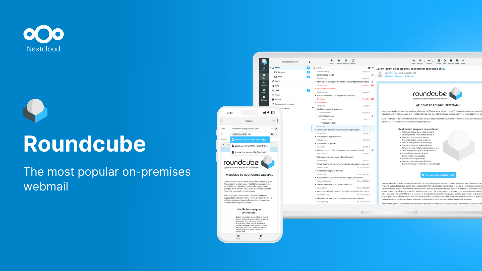 Roundcube - The most popular on premise webmail