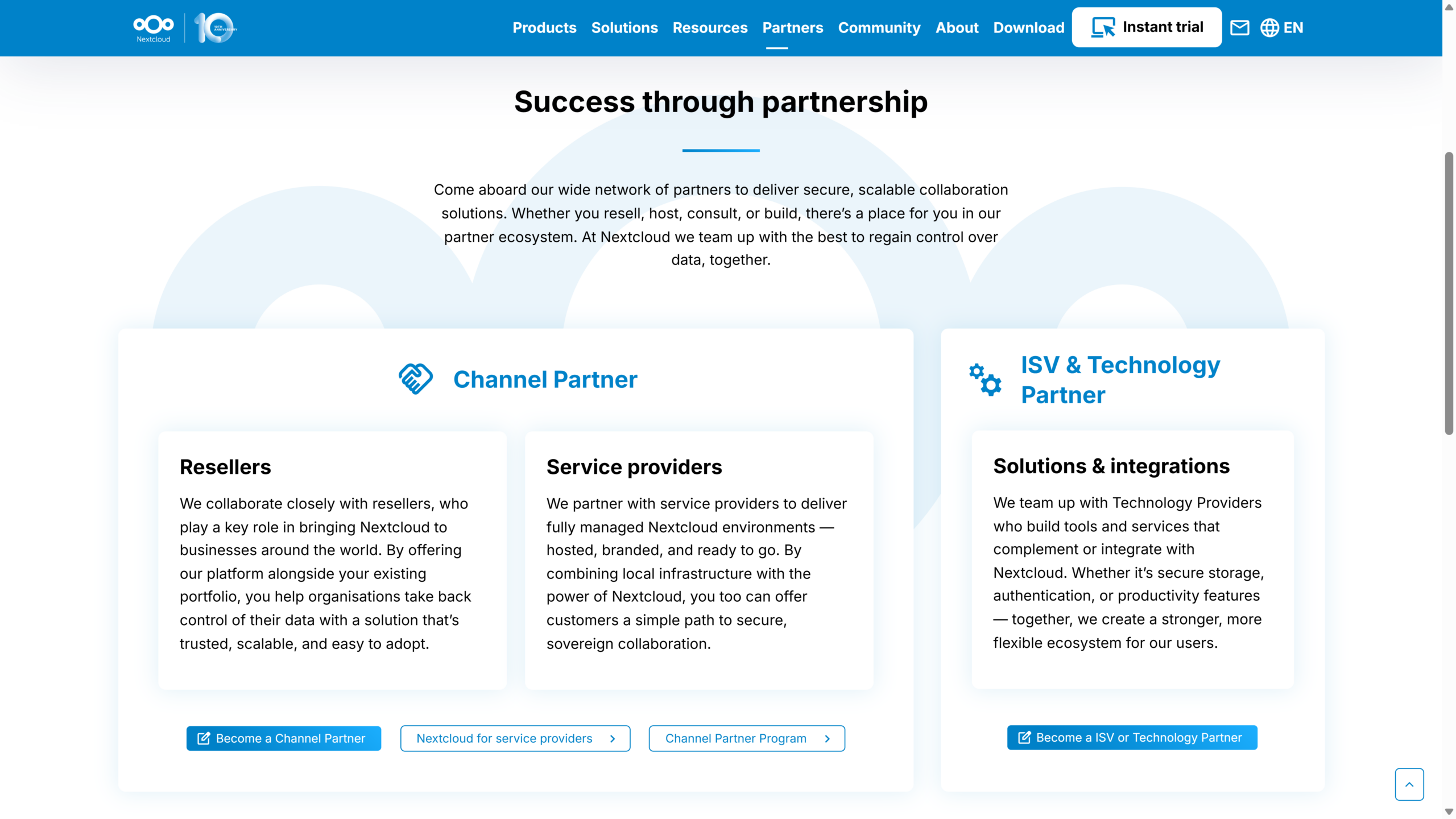 Partners ecosystem page ISV