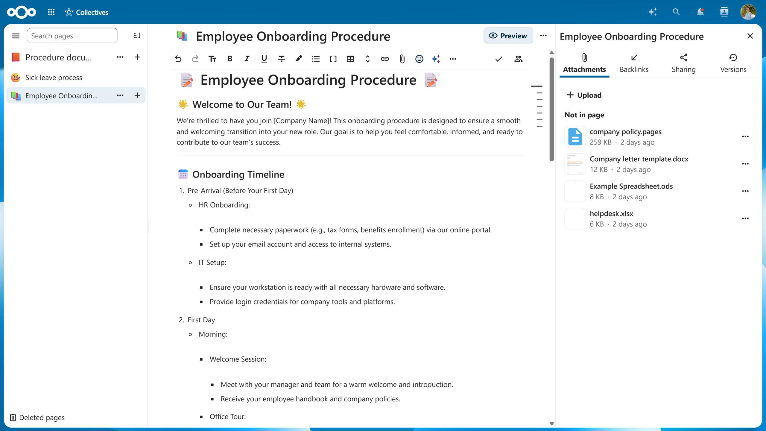 Creating team wikis in Nextcloud Collectives