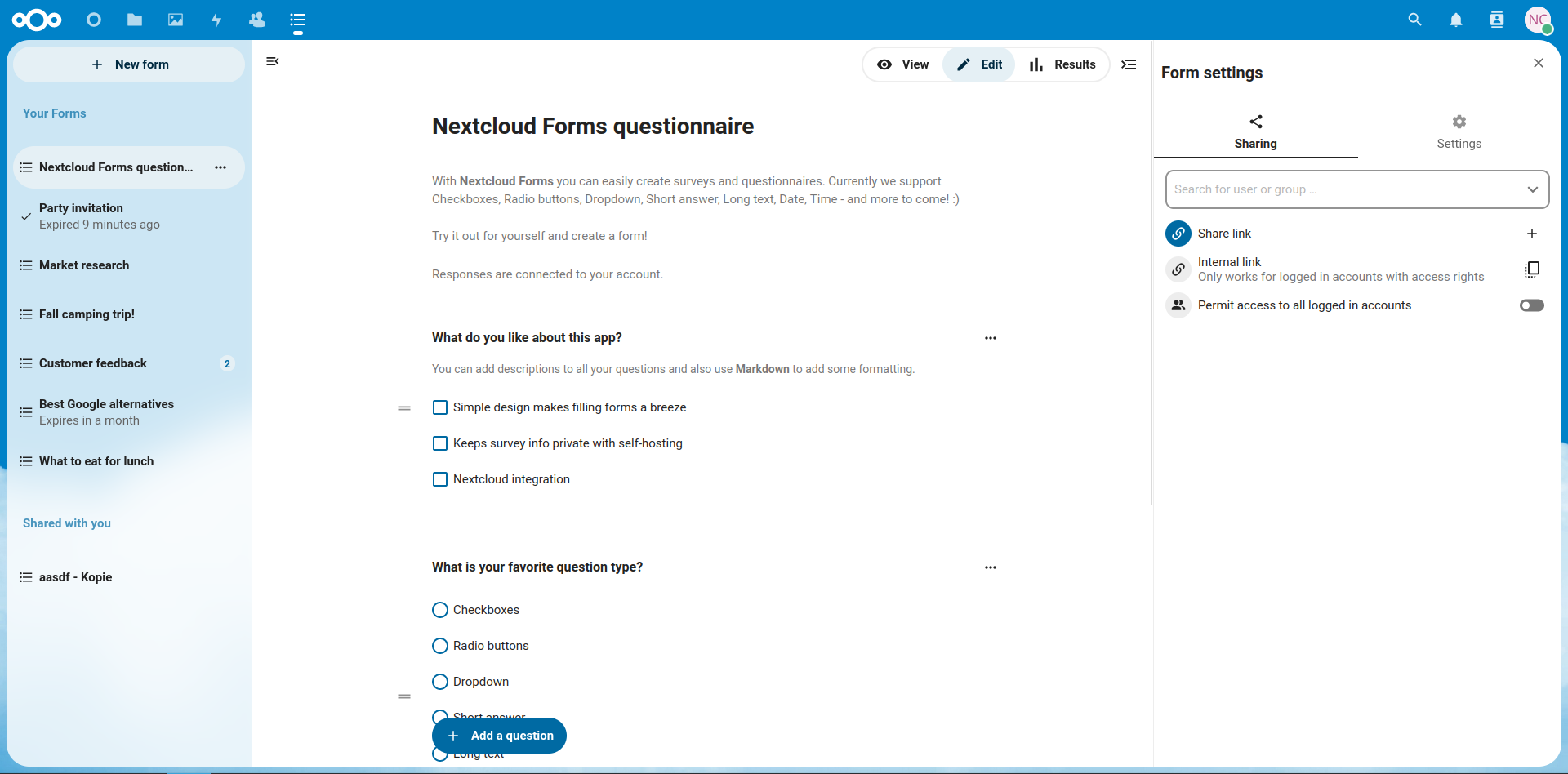 Nextcloud Forms