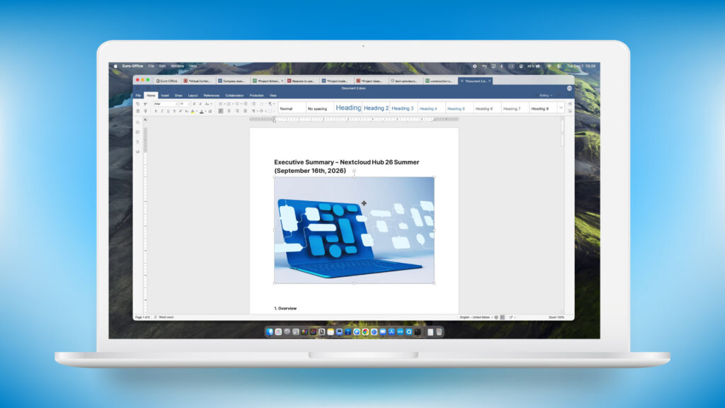 Nextcloud Hub 26 Summer: Euro-Office desktop mockup