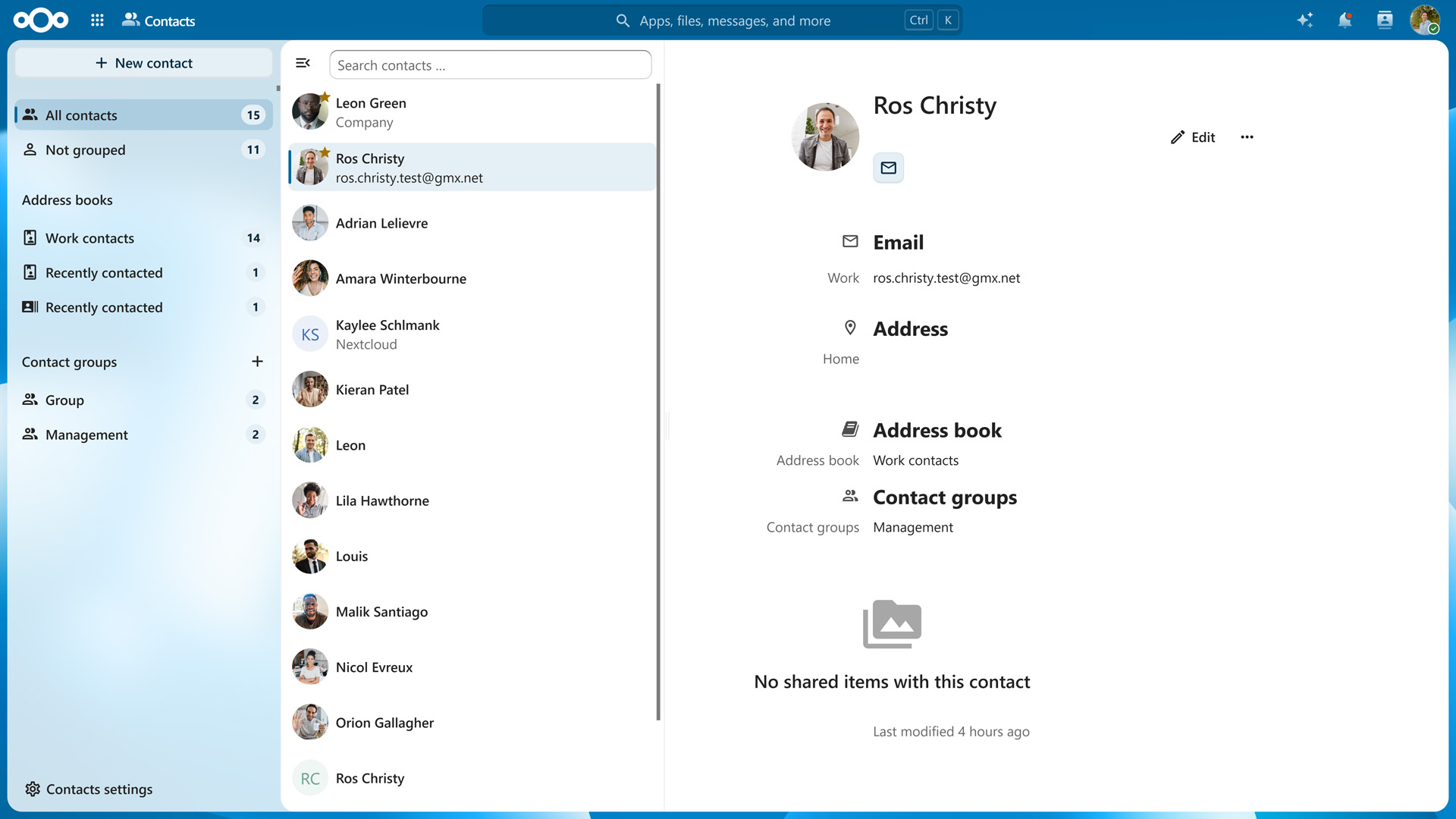 Nextcloud Contacts - Hub 26 Summer