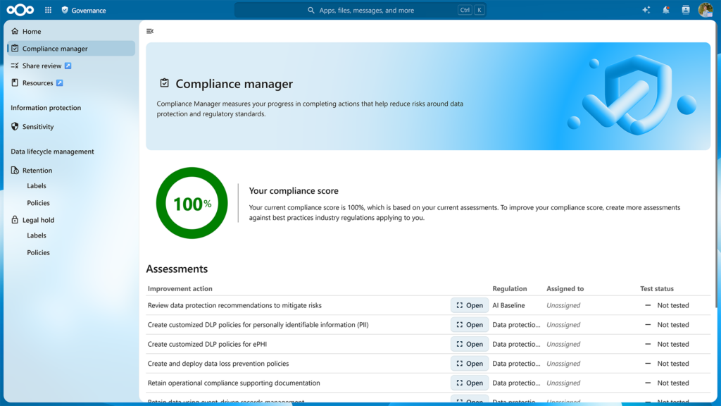 Nextcloud Governance - compliance manager
