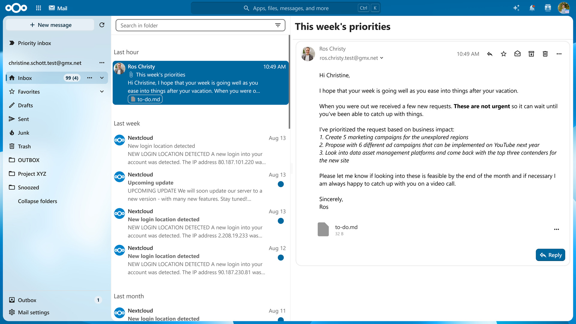 Nextcloud Mail overview - Hub 26 Summer