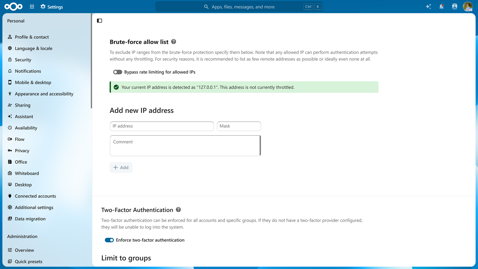 Security settings - Hub 26 Summer