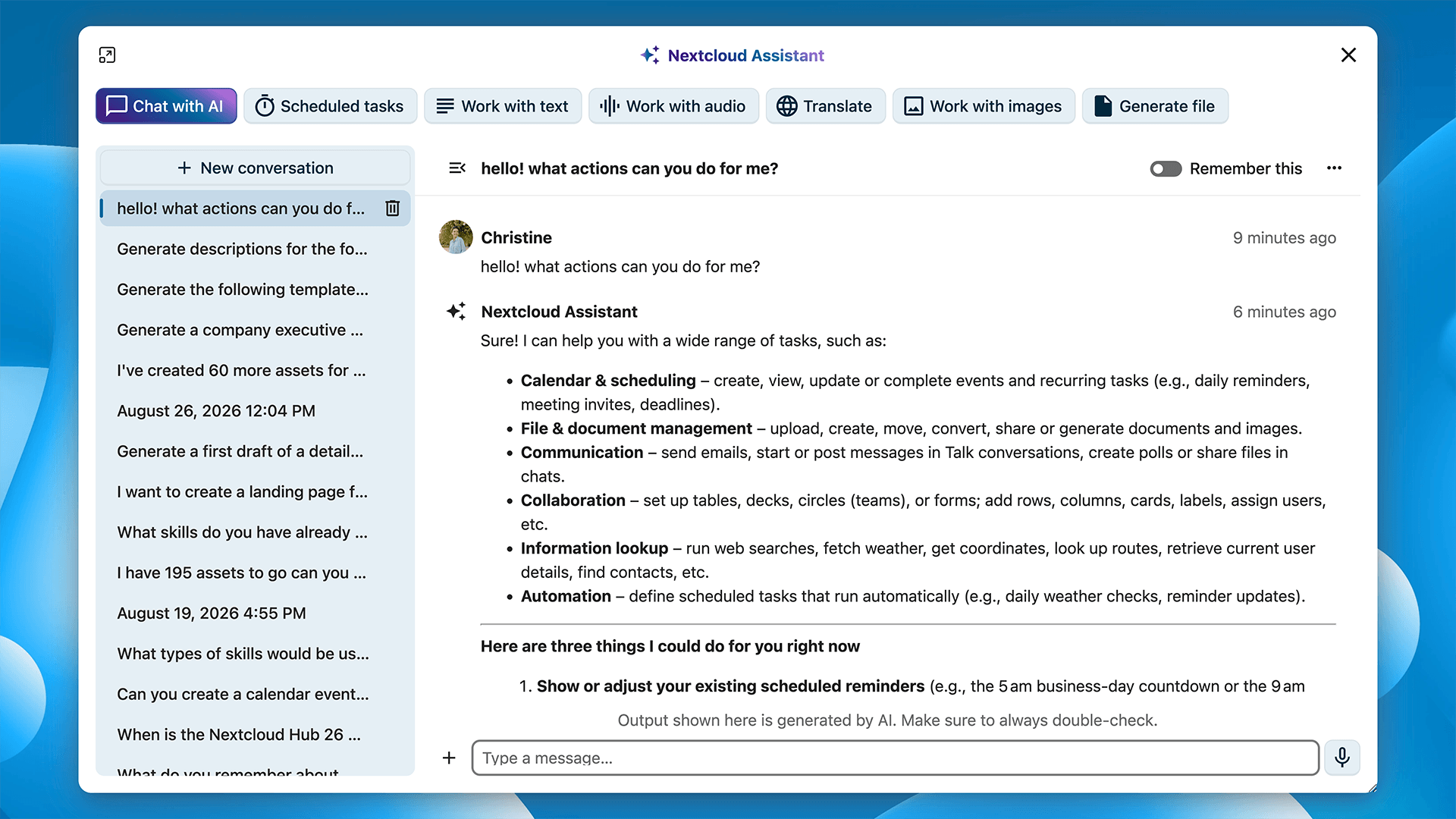 nextcloud-assistant-AI-agency-features-hub26-summer Nextcloud Assistant AI agency features – Hub 26 Summer
