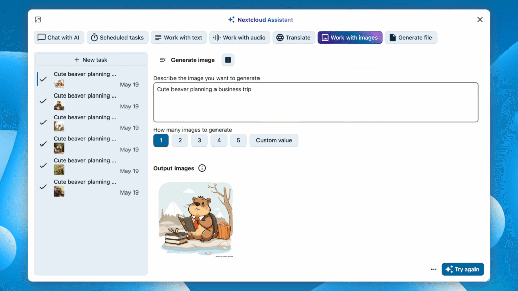 Nextcloud Assistant AI image generation – Hub 26 Summer