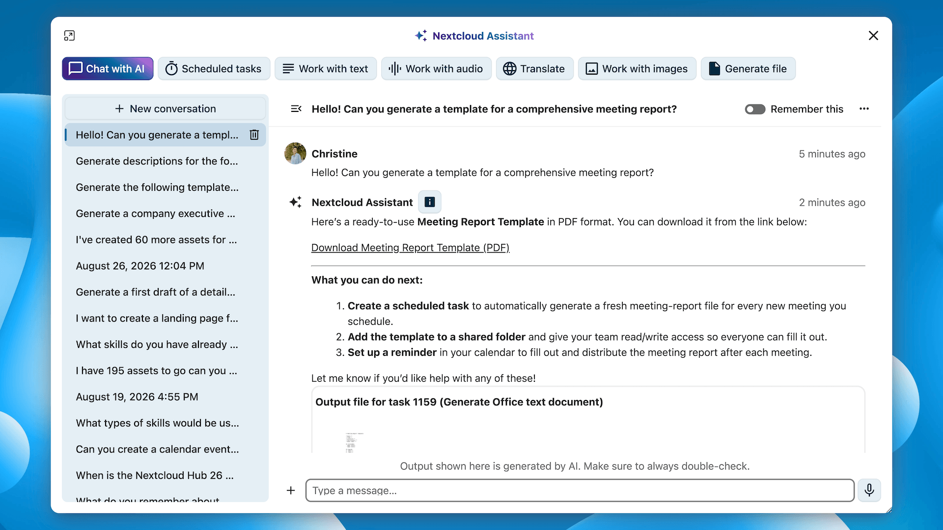 nextcloud-assistant-chat-with-AI-hub26-summer Nextcloud Assistant Chat with AI – Hub 26 Summer