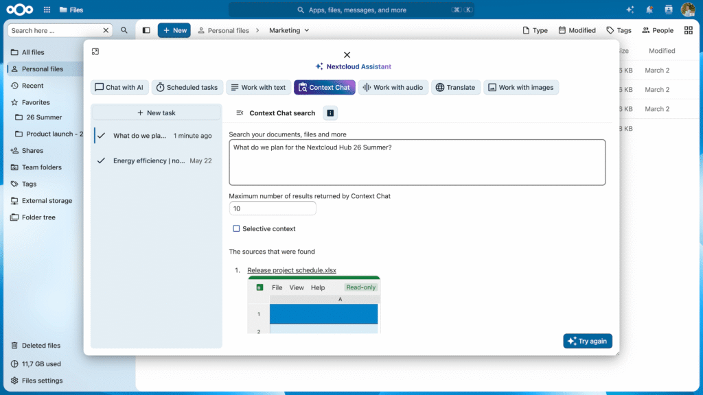 Nextcloud Assistant Context agent – Hub 26 Summer