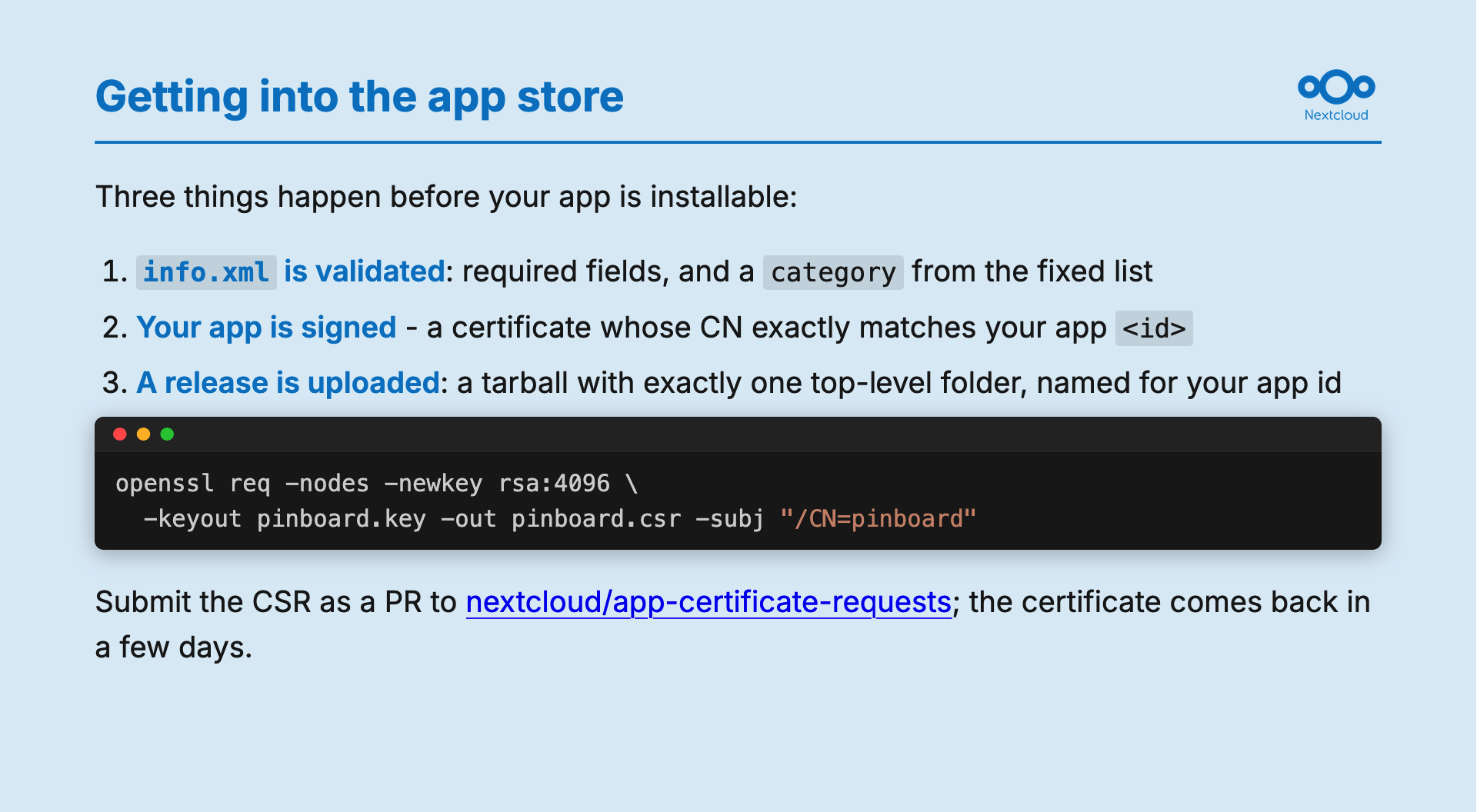 Getting into the app store