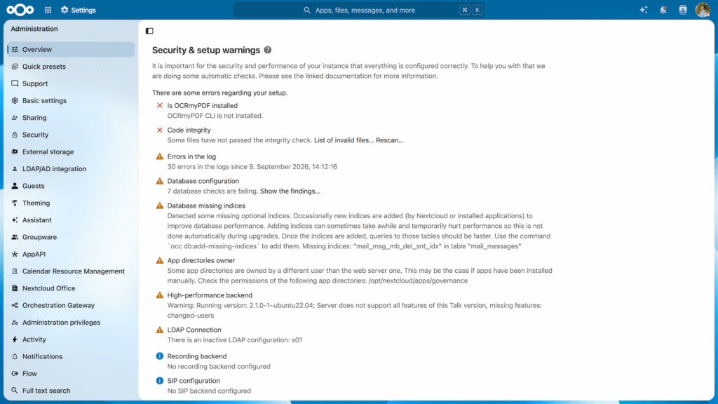 Nextcloud Settings Nextcloud Guard – Hub 26 Summer