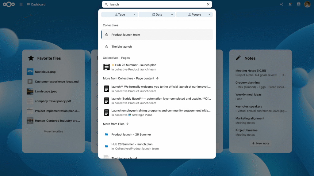 Nextcloud Unified search – Hub 26 Summer