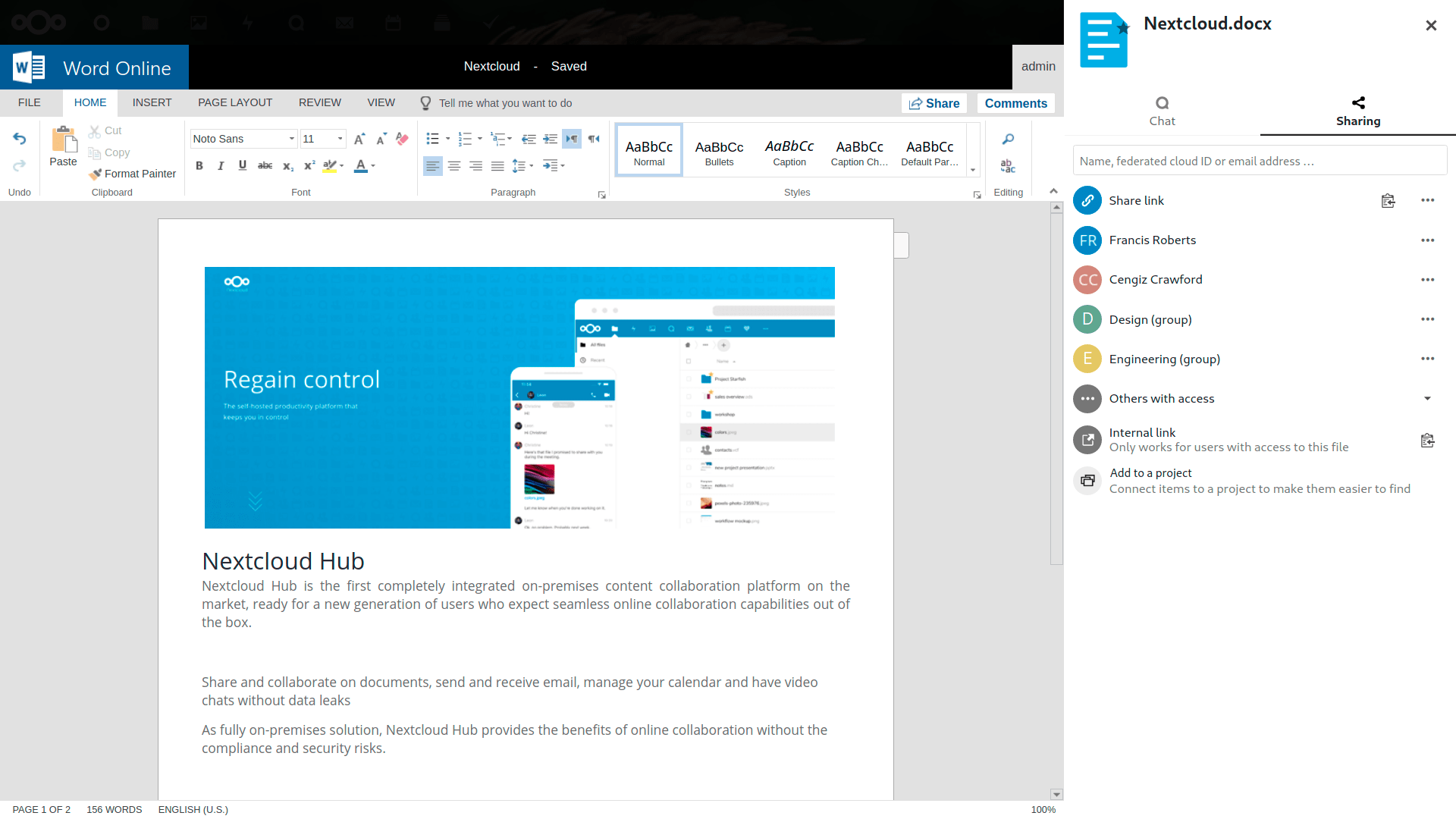 Måling Om indstilling Uhøfligt MS Office Online Server as document editor in Nextcloud - Nextcloud