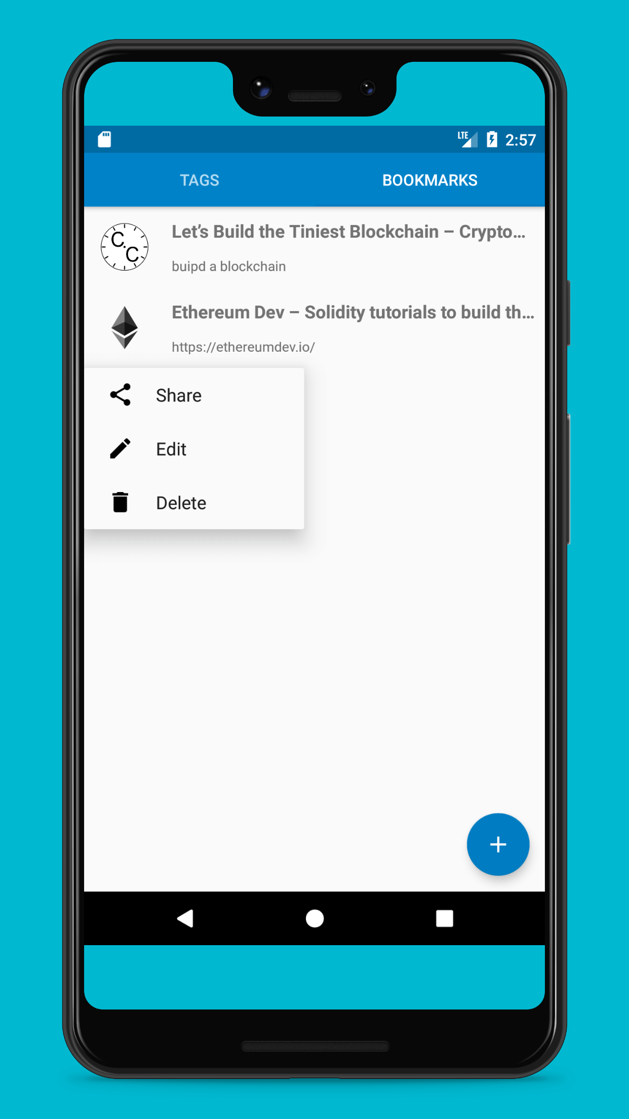 Nextcloud Bookmarks app screenshot