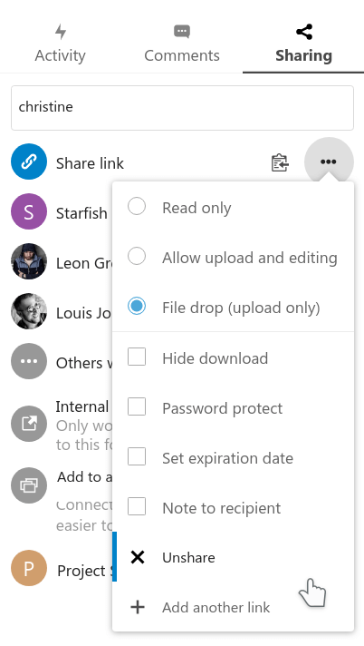 create another share link