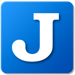 joplin logo - a white serif J on a blue background