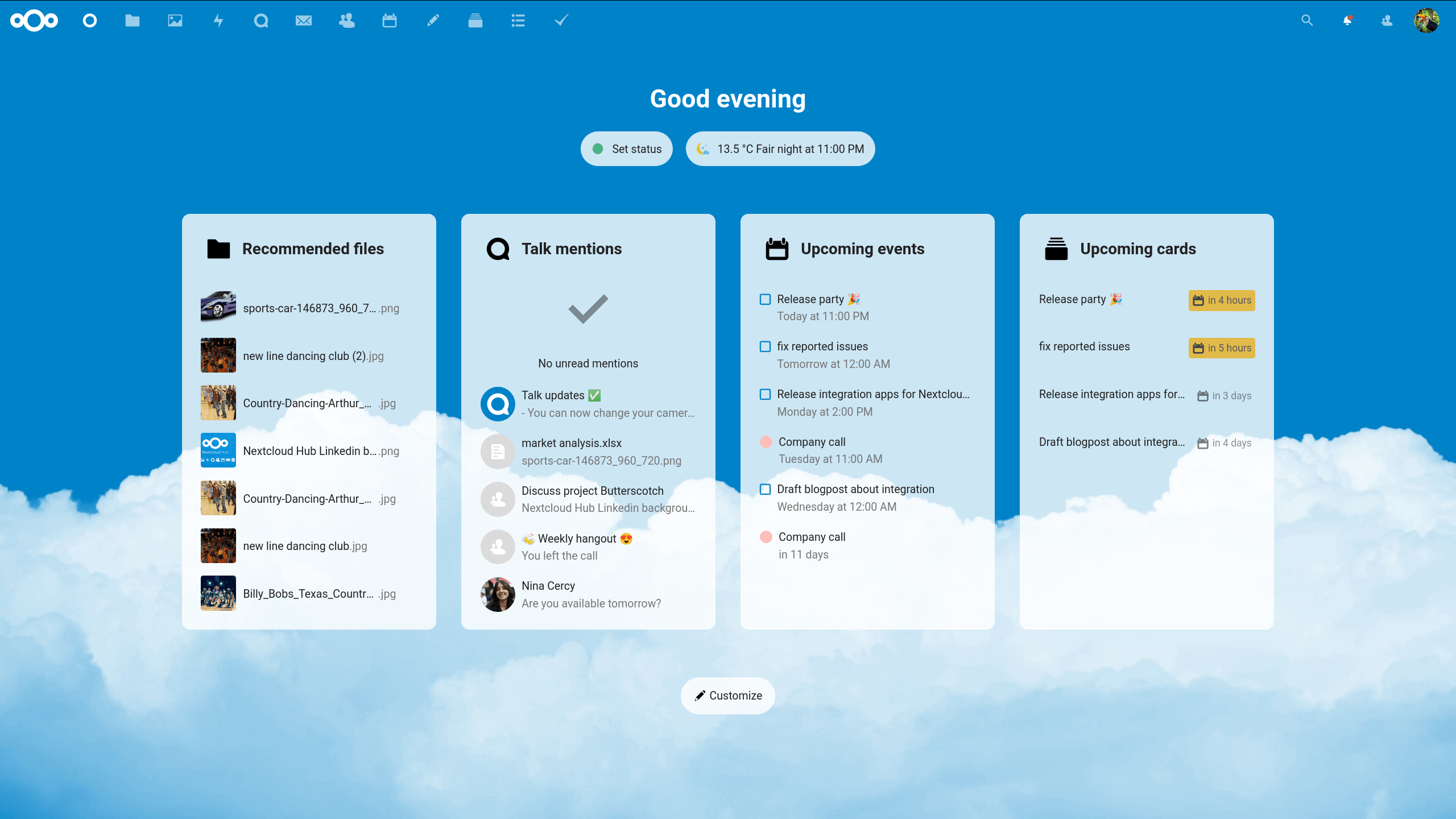 nextcloud user management page