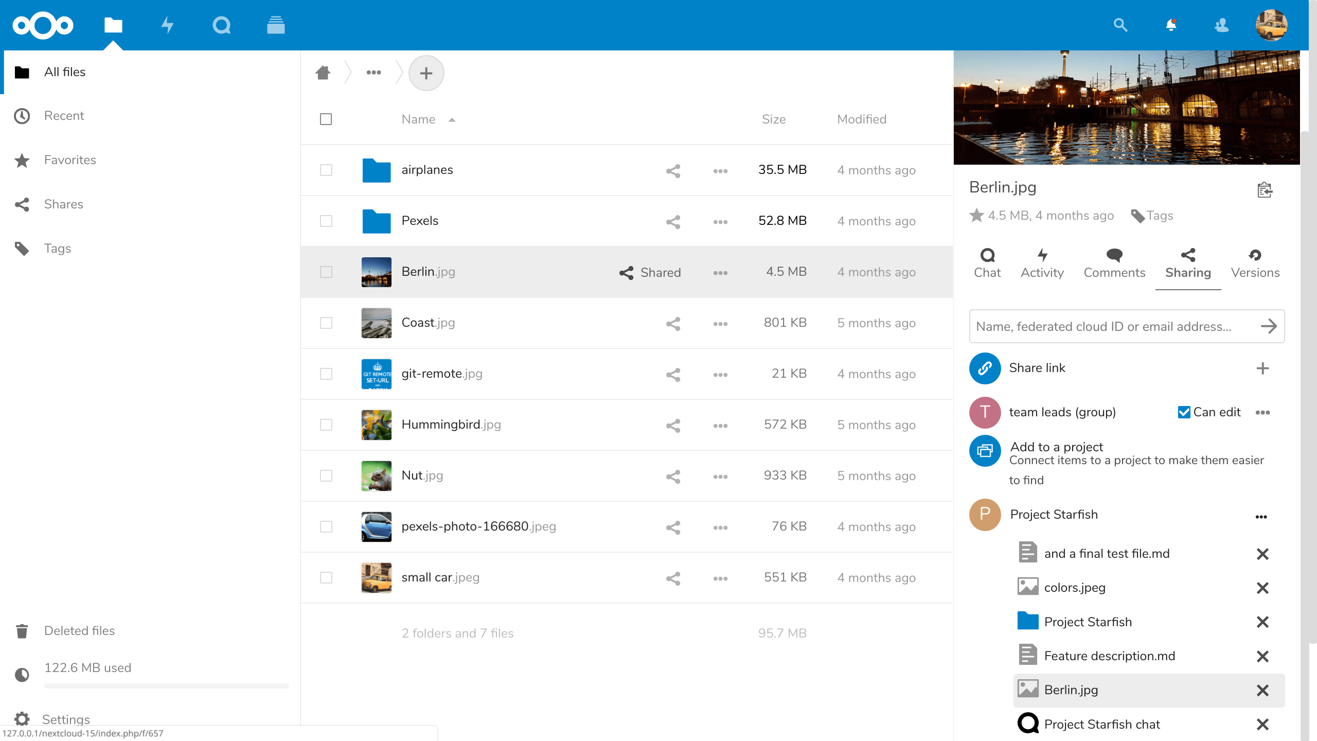 Showing items connected to a project in Files