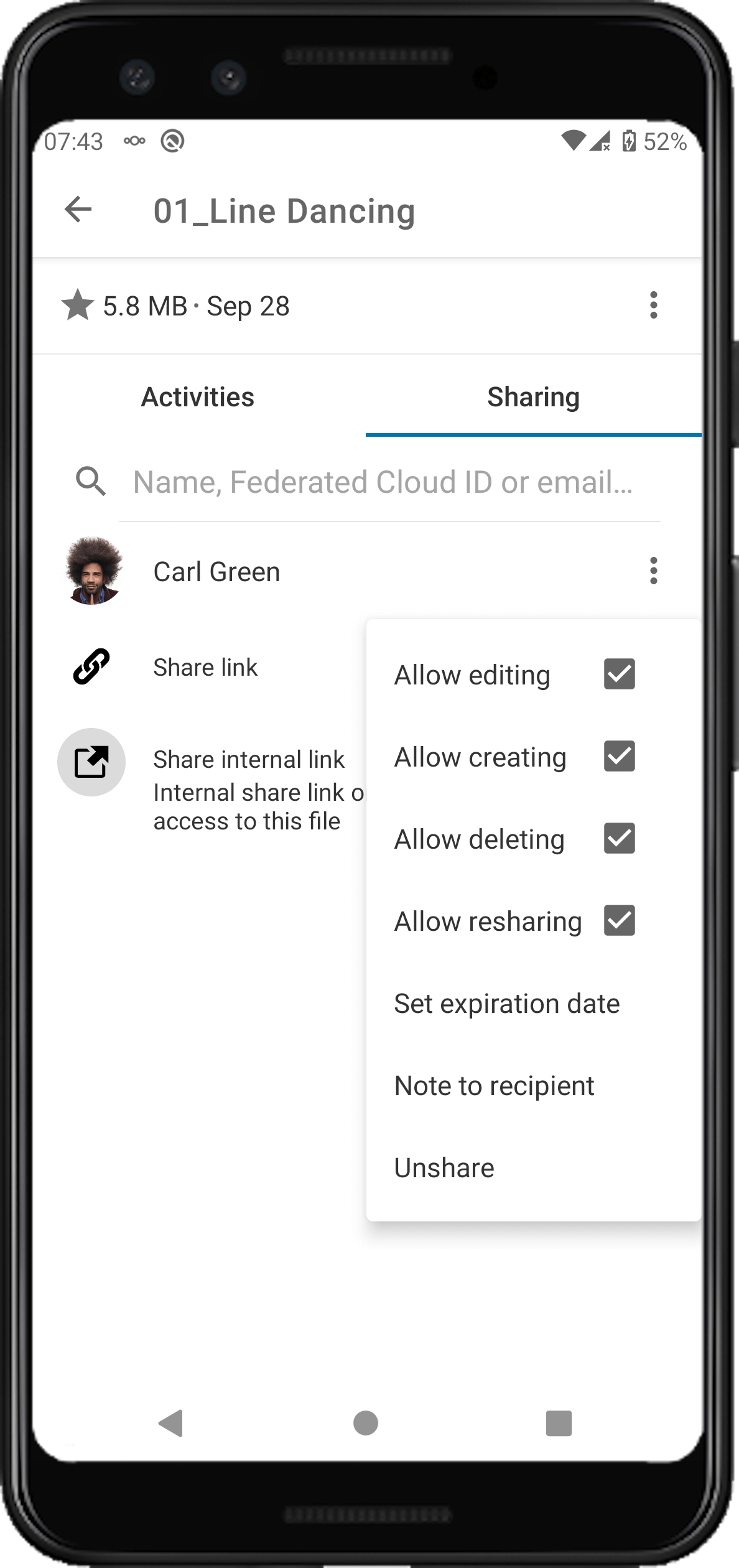 improved sharing UI