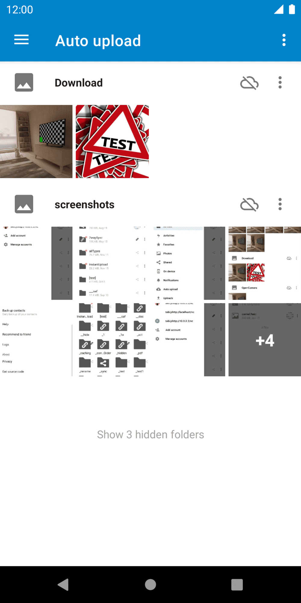 Show/hide folders