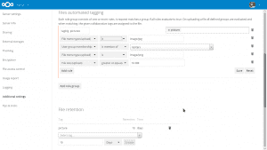 auto-tagging and retention settings