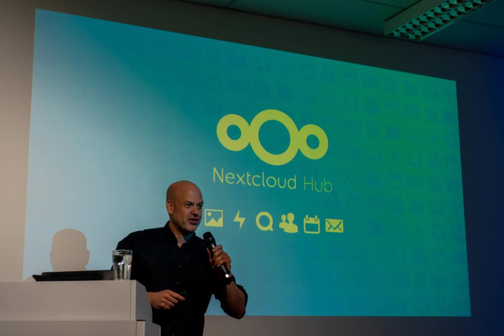 photo showing Frank introducing Nextcloud Hub