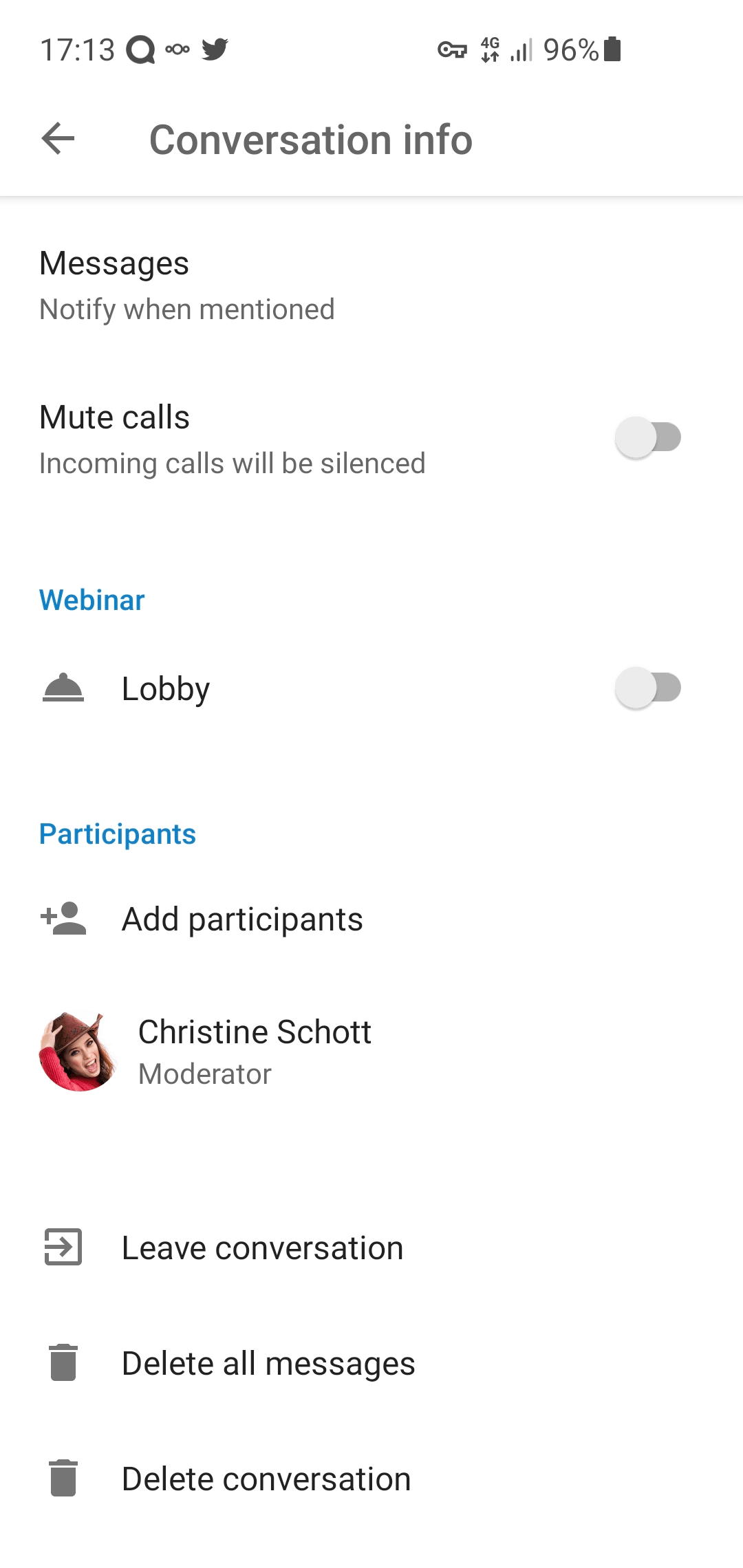 Clear chat messages in Android UI