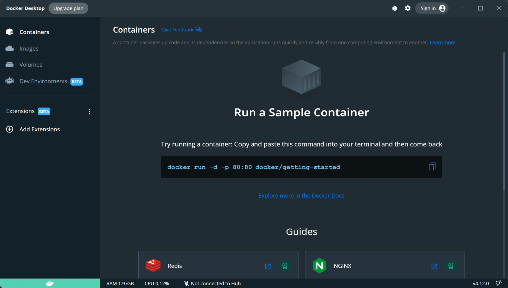 Run a sample container