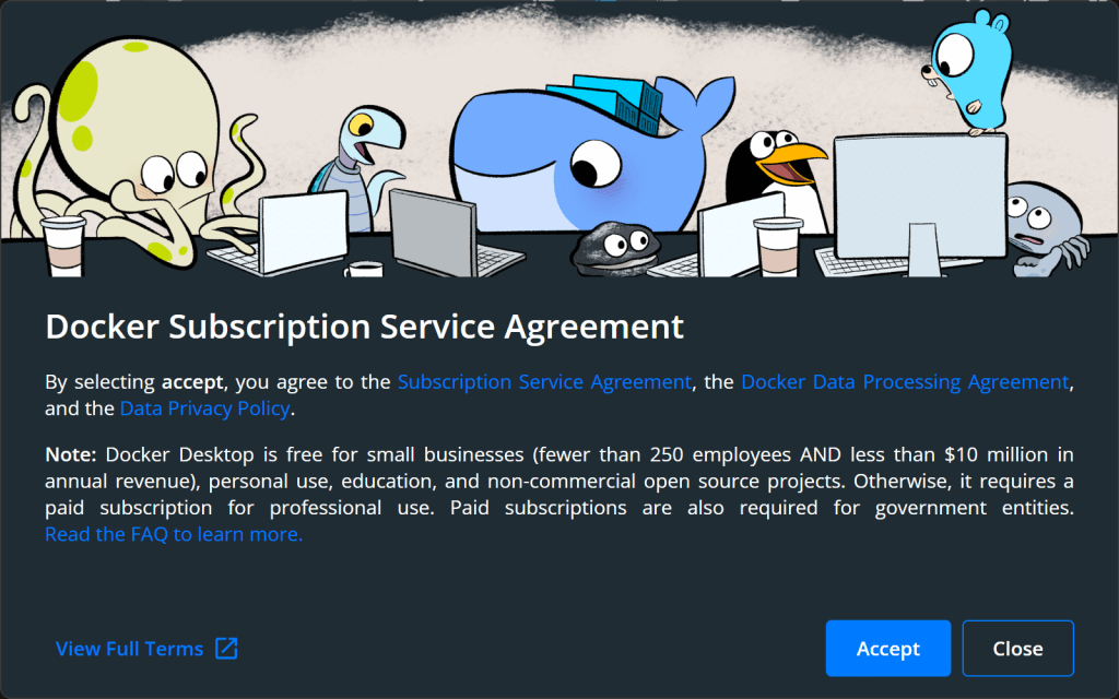 Contrato de servicio Docker Desktop
