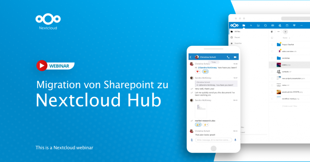 Nehmen Sie an unserem Webinar teil über Migration von sharepoint zu Nextcloud Hub Nextcloud