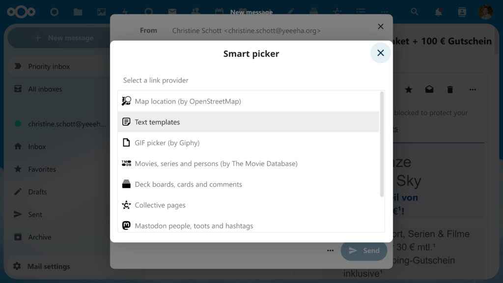 Nextcloud Mail - Smart picker Speech-to-Text