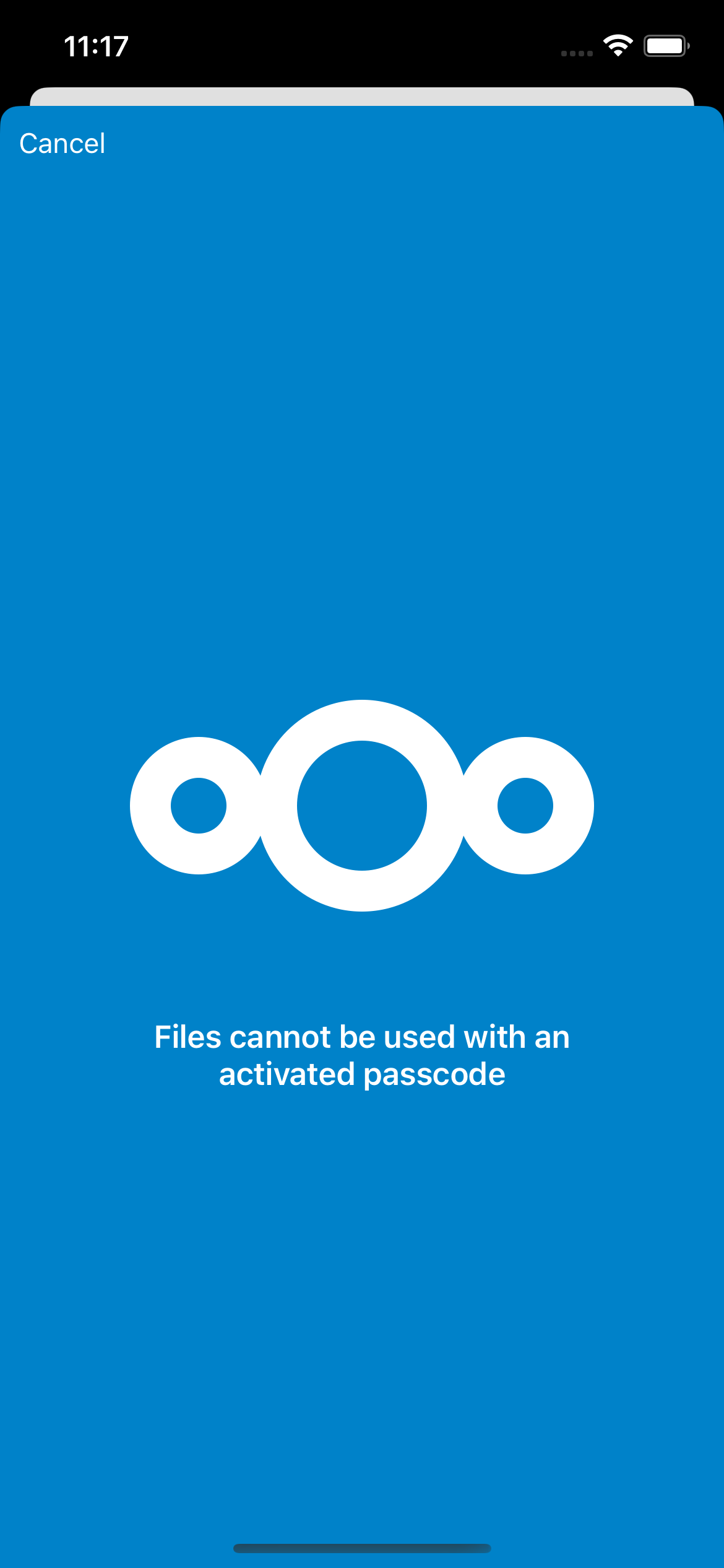with passcode enabled no direct access to virtual files view