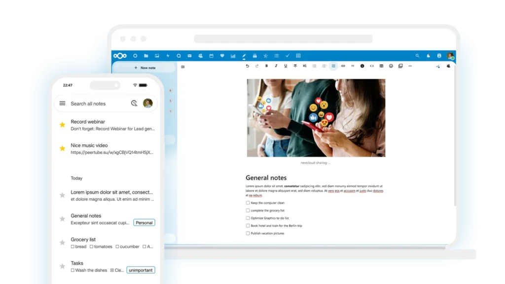 Nextcloud notes: secure note-taking, integrated